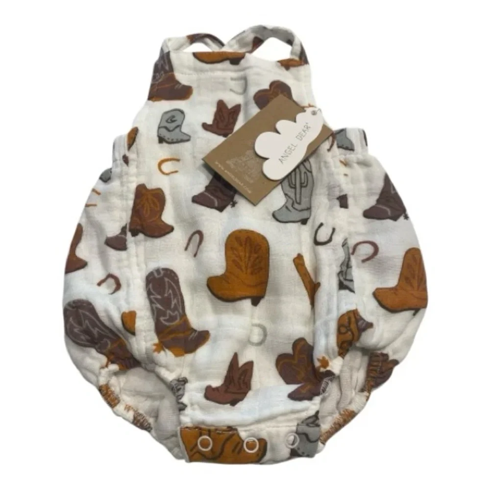 Angel Dear Cowboy Print Baby Romper 0-3 months